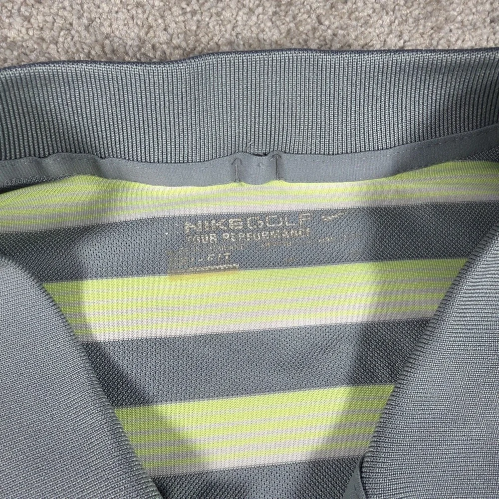 Nike Golf‎ Tour Performance Mens Short Sleeve Polo Shirt 2XL Yellow Gray Striped